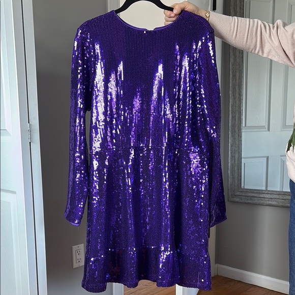 Scoop NYC Dresses & Skirts - Scoop NYC Purple Sequin Long Sleeve Dress
